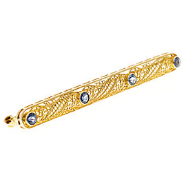 Vintage 14k Yellow Gold Filigree Yogo Montana Natural No Heat Sapphire Bar Pin