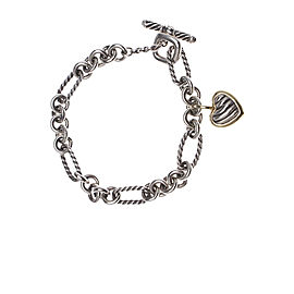 David Yurman Sterling Silver & 18K Yellow Gold Heart Charm Link Bracelet