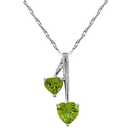 1.4 CTW Silver Hearts Necklace Natural Peridot