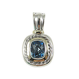 David Yurman Sterling Silver 14K Yellow Gold Medium Blue Topaz Albion Enhancer