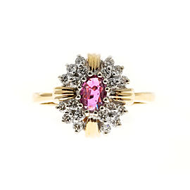 14K Yellow & White Gold with Ruby & Diamond Ring Size 7.25