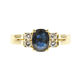 18K Yellow Gold with Sapphire & Diamond Ring Size 6.75