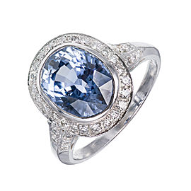 Platinum 4.55ct Sapphire & Diamond Ring 5.5