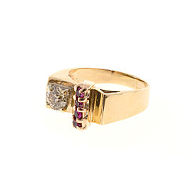 Vintage Platinum & Rose Gold with 0.56ct Brown Diamond and Ruby Ring Size 6