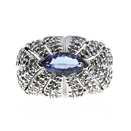 14K White Gold with 1.0ct Tanzanite and Diamond Ring Size 6