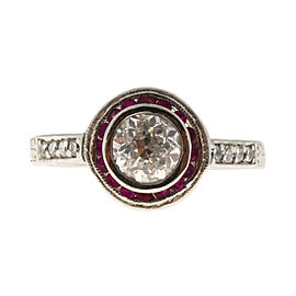 Platinum Diamond & 1.07ct Ruby Ring Size 6