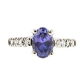 Vintage Platinum with 1.60ct Blue Violet Natural Sapphire & Diamond Accent Ring Size 6.25