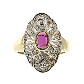 14K Yellow & White Gold 0.35ct Ruby & 0.20ct Pave Set Diamond Ring Size 2.75