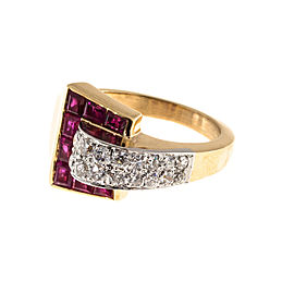 18K Yellow Gold & Platinum 0.75ct Ruby & 0.50ct Diamond Ring Size 5.75