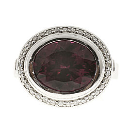 Platinum Garnet & 0.34ct Diamond Ring Size 6.5