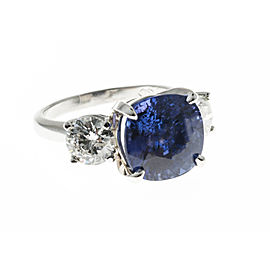 Platinum with 7.72ct. Blue Sapphire & 1.70ct. Diamond Ring Size 7