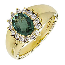 14K Yellow Gold with Emerald & Diamond Ring Size 4.75