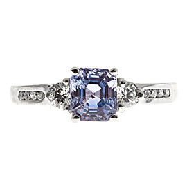 Vintage 14k White Gold 1.37ct Blue Violet Sapphire Ring Size 7