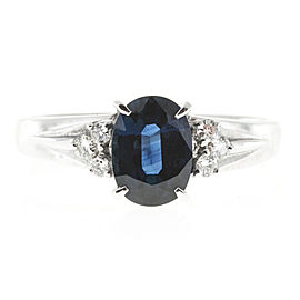 Platinum 1.45ct Sapphire & 0.12ct Diamond Ring Size 7