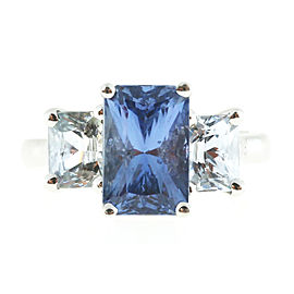 Platinum with 6.01ct Sapphire Art Deco Ring Size 6