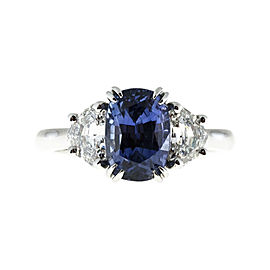 Platinum with 0.83ct Diamond and 3.07ct Violet Blue Purple Sapphire Ring Size 6.5