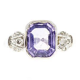 Art Deco Platinum 950 2.78ct Purple Sapphire Diamond Ring Size 6.75