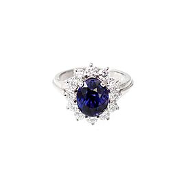 14K White Gold 4.31ct Blue Purple Sapphire & 1.20ct Diamond Ring Size 6.5