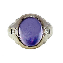 Platinum 6.50ct Violet Blue Sapphire and Diamond Vintage Art Deco Ring Size 8.75