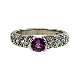 14K White Gold 0.56ct Pink Sapphire & 0.50ct Diamond Pave Ring Size 5.75