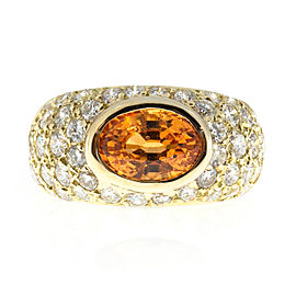 18K Yellow Gold with 2.43ct Garnet & 2.00ct Diamond Ring Size 6.5