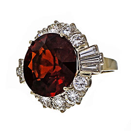 18K White Gold 20.28ct Garnet & 5.06 Diamond Cocktail Ring Size 7