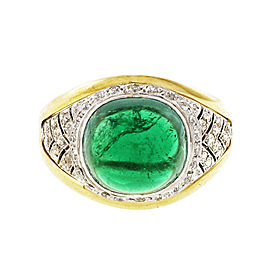 Platinum & 18K Yellow Gold 5.15ct Emerald & Diamond Ring Size 8.25