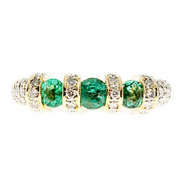 18K Yellow Gold with 0.78ct Emerald & 0.86ct Diamond Ring Size 7