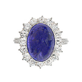 14K White Gold 9.75ct Tanzanite & 1.20ct Diamond Ring Size 8.75