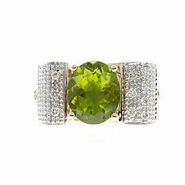 14K Yellow Gold with 0.30ct Peridot & 0.10ct Diamond Ring Size 8