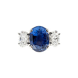 Vintage Platinum with 5.86ct Violet Blue Sapphire and Diamond Ring Size 6.5