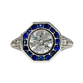 Platinum with Diamond and Sapphire Engagement Ring Size 6.5