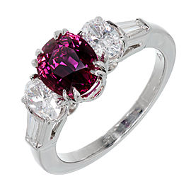 Platinum with Diamond and Ruby Engagement Ring Size 6.75