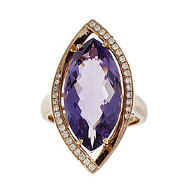 14K Rose Gold Amethyst & Diamond Ring Size 6.5