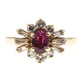 14K Yellow Gold 0.70ct Oval Ruby and Diamond Ring Size 6.25