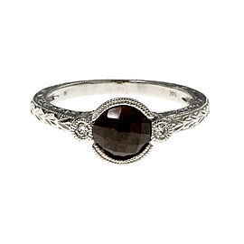 14K White Gold Diamond & Garnet Ring Size 6.75