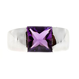 Vintage 18K Whtie Gold 2.25ct Amethyst Ring Size 7.5