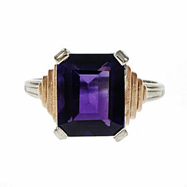 14K Rose & White Gold Amethyst Cut Ring Size 6.75