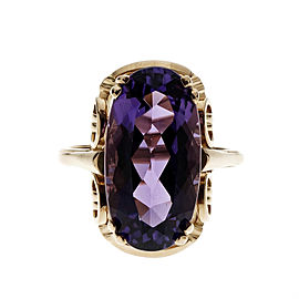 14K Pink Gold Oval Amethyst Ring Size 9.75