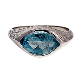 10K White Gold 2.31ct Aquamarine Men's Ring Size 8.5