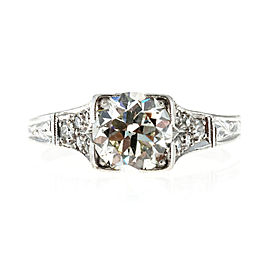 Vintage Art Deco Edwardian Platinum with 1.34ct Transitional Diamond Ring Size 7