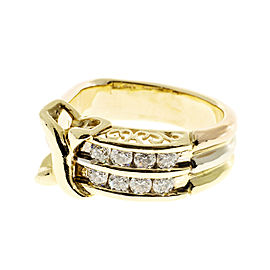 14K Tri Color Gold and 0.40ct Diamond 3 Band Ring Size 3.25