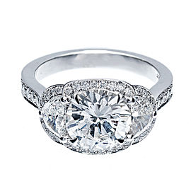 Platinum Diamond Halo Ring Size 6.5