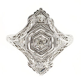 Art Deco 950 Platinum 0.12ct Diamond Ring Size 6