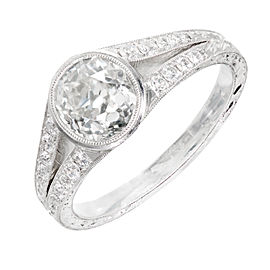 Platinum with 1.52ct Diamond Art Deco Engagement Ring Size 6.5