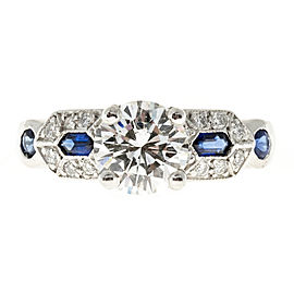 Platinum 1.37ct Diamond & Sapphire Ring Size 6.5