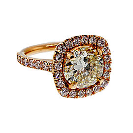 18K Pink Gold with 3.04ct Diamond Ring Size 6