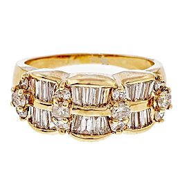 Vintage 14K Yellow Gold 1.64ct Diamond Wave Ring Size 9.75