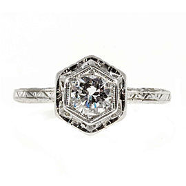 Vintage Art Deco 18K White Gold 0.31ct Diamond Engagement Ring Size 5