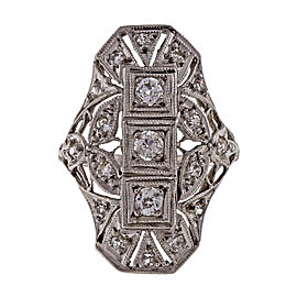 Vintage Art Deco Platinum with Filigree .24ct Diamond Ring Size 4